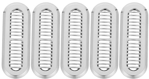 TOBBOMEY 5 Pezzi Copritroppopieno Rettangolari in Acciaio Inox Protezione Foro Troppopieno Lavabo per Cucina e Bagno Filtro Antipolvere e Anticaduta Capelli Facilmente Rimovibile e Lavabile