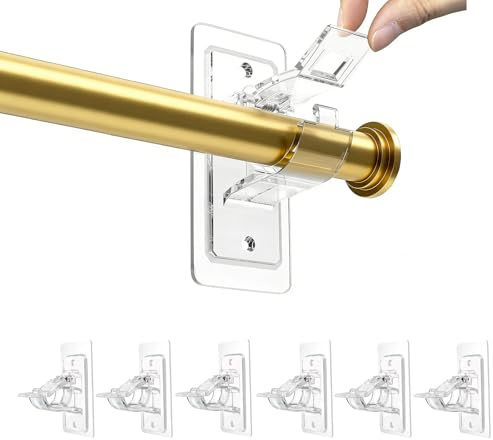 TTIAYAO 6-Teilige Packung Gardinenstange Halterung,gardinenstange Ohne Bohren Gardinenhaken Gardinenhaken Selbstklebend Curtain Hooks,Geeignet für Wohnzimmer Und Küche Und Badezimmer Und Schlafzimmer