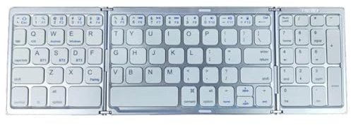 KssogOBOE Wireless Folding Keyboard With Numeric Keypad Compatible With Android Phone Travel Computer(3 fold Silver)