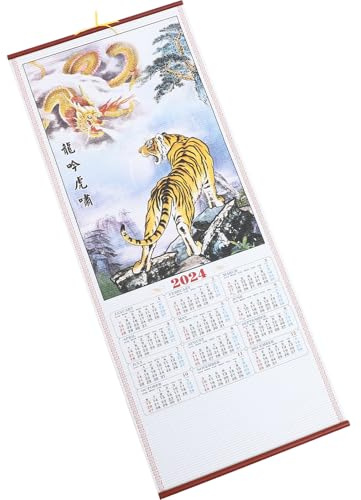 SOPOTUTU Calendrier Mural Chinois 2024 Calendrier Suspendu Traditionnel du Nouvel An Chinois Réutilisable Décorations du Dragon pour Bureau et Maison