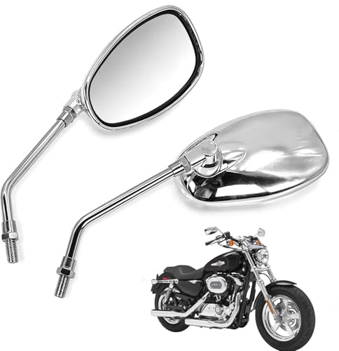 Yunlaishaocer Universal Motorrad Spiegel Chrom 10MM 8MM, 360° Drehbar Motorrad Rückspiegel mit Schrauben, Kompatibel mit Street Bikes Sport Bikes ATV Quad Scooter Cruiser Touring(10mm Mirror+screw)