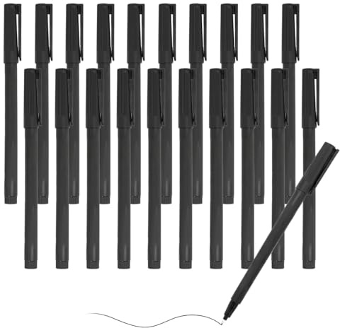 30 stycken permanent markörer, fin svart 0,6 mm, permanent markör, vattentät snabbtorkande, torksäker och vattentät penna svart, för kartong, glas, plast, sten, läder, trä, metall