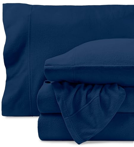 Bare Home Super Soft Fleece Sheet Set - Queen Size - Extra Plush Polar Fleece, No-Pilling Bed Sheets - All Season Cozy Warmth (Queen, Dark Blue)
