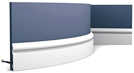 Orac Plinthe SX137F 200 cm x 10 cm x 1,5 cm Polyuréthane classique arrondi avec passage de câble prétraité