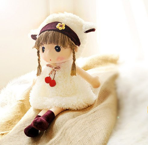 JIAHG Niedliche Puppe Plüschpuppe Mädchen Kuschelpuppe Stoffpuppe Kinder- Spielzeug Püppchen für Kleinkinder als Geburtstagsgeschenk