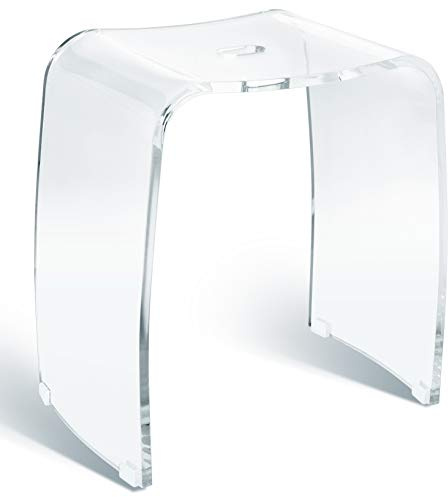 Libaro Meran Sgabello da Bagno – Sgabello per Doccia in Acrilico Trasparente con Maniglia, Seduta Ergonomica, Piedini Antiscivolo e Design Moderno (Portata 180 kg)