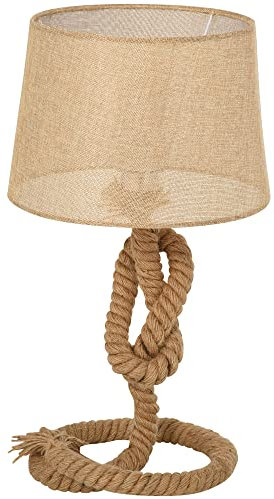 HOMCOM Nautical Style Table Lamp with Fabric Lampshade Metal Frame Power Switch, 48cm Home Desk Lamp Bedroom Living Room Study E27 Base, Beige