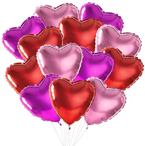 ASTARON 30 Stück 45cm Rot Rosa Herz Luftballons für Valentinstag Deko, 18In Große Folie Rose Rot für Romantische Nacht Hochzeit Brautdusche Dekorationen | Folienballons in Herzform, 45,7 cm, Hochzeitsdekoration, Junggesellinnenabschied, Dekoration