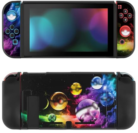 DLseego Custodia Compatibile con Switch, Morbido TPU Dockable cover con 2 Copri Joycon e 4 Tappi per l'impugnatura del Pollice, Accessori Antigraffio per l'assorbimento Degli Urti, Palline da Elfo