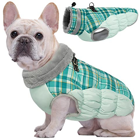 Kuoser Hundemantel Winter für kleine Hunde Wasserdicht & Winddicht, Warme Hundejacke mit Fleecefutter Reflektoren Reißverschluss, Pelzkragen & D-Ring – Outdoor Hundebekleidung, S