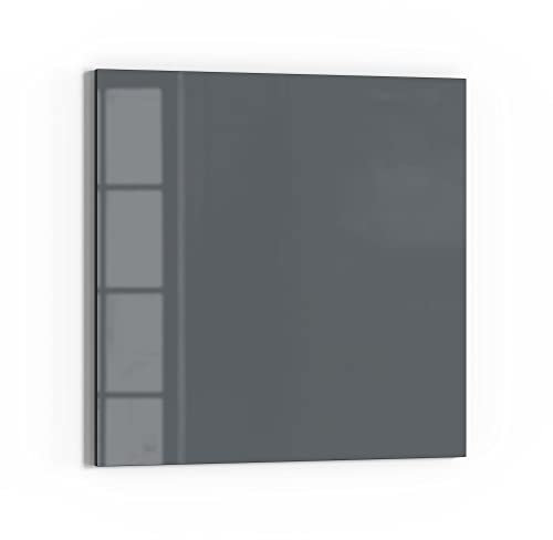 DEQORI Glas-Magnettafel | 30x30 cm groß | Unifarben - Dunkelgrau | Memo-Board aus Glas | Magnetboard inkl. Magnete, Stift & Tuch für Küche & Büro | Tafel magnetisch & beschreibbar