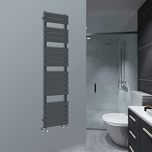 Warmehaus Flat Panel Bathroom Heated Towel Rail Radiator Ladder Anthracite 1800x450mm