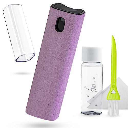 walrfid Screen Cleaner Spray, 20ml Phone Computer Laptop Screen Cleaner Kit with Wipe and Brush for Electronics, TV, Laptop, Tablet, PC, Monitor, LCD Flat Screens, Eyeglasses - Light Purple