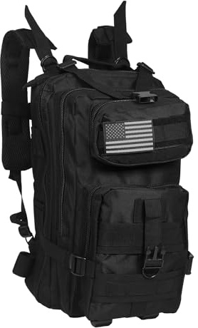 MODERN NEEDS 20L Tactical Backpack for Men | Heavy Duty MOLLE Backpack with 7 Compartments, Padded Comfort & Laptop Sleeve | Black Military Camping Backpack, Rucking Bag, Survival Tactical Gear Bag