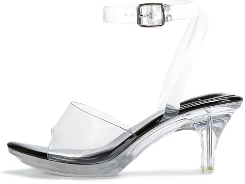 NBUUNBU Clear Strappy Heels For Women Transparent Ankle Strap Platform High Heeled Sandals Sexy Stiletto Comfortable Crystal Dress Shoes Adjustable Buckle Open Toe Pump Mules