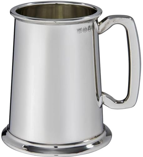I LUV LTD Zinn Vorgesetzter Krug 1 Pint Schmucklos Quadratischer Griff Rein Schwer Messgerät Bier Krug Möglich für Gravur Personalisierte Geschenke für Männer und Frauen