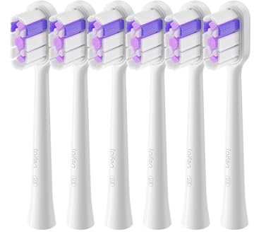 Laifen Cabezales de repuesto para cepillos de dientes para adultos, paquete de 6, compatibles con cepillos de dientes eléctricos Laifen Wave (ultra blanqueamiento, blanco)