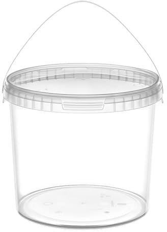 Garronda Secchio con Coperchio 5 L per la conservazione di Prodotti Alimentari e chimici 10 Pezzi Trasparente GD-0072
