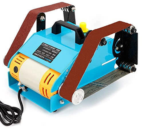 Bandschleifer Schleifbock Bandschleifmaschine Schleifmaschine Messerschleifmaschine Elektro Doppelachse Tellerschleifer Schleifband Tischschleifer Mini Messermacher Polierer 950 W, 800 – 6000 U/min