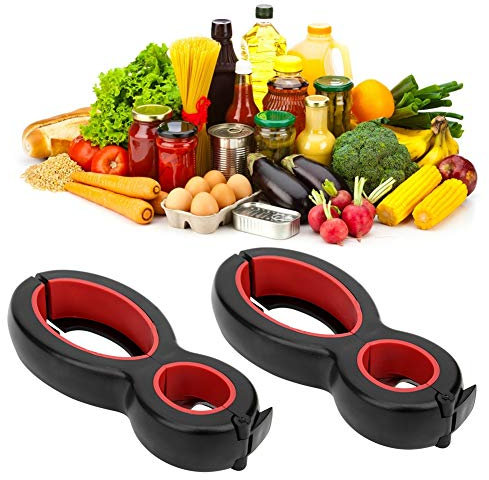 Abrelatas manual, 2 unidades, 6 en 1, abrelatas universal práctico, abrebotellas, para abrir botellas de cerveza, latas, botellas de refrescos