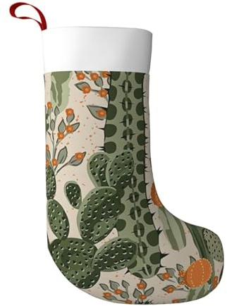 SamLng Calcetín de Navidad de cactus verde, para colgar en la chimenea, decoración navideña para Navidad, hogar, fiestas, centros comerciales, Negro -, talla única