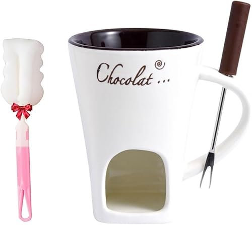 Taza for derretir chocolate, tazas for fondue de chocolate, mini tazas for fondue con vela, juego de 2, juego de tazas for fondue de chocolate, tazas individuales de cerámica for derretir chocolate, t