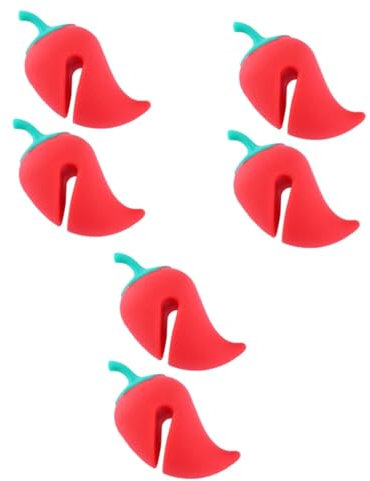 Cabilock 6pcs Silicone Steam Releaser Pepper Shape Spill Lid Lifter for Kitchen