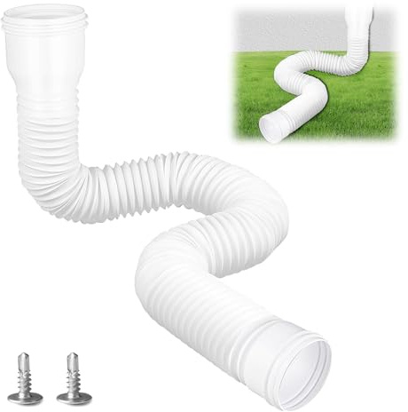 Canaux de Toit, Tuyau de Descente, Extension de Gouttières 150 cm Extensions de Tuyaux de Découverte Rainpale, Kit Flexible, Fossé de Pluie, Extension de la Pelouse (1 Blanc)