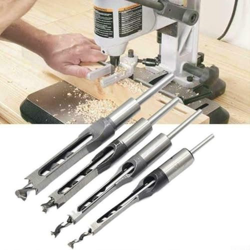 Efficient Mortising Tools 4Pcs Square Hole Drill Bit Set for Construction Professionals