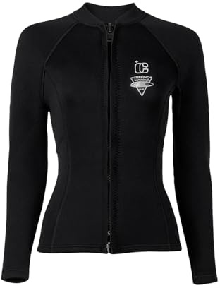 Jugaoge Rashguard - Maglietta da donna a maniche lunghe, con blocco di colore, protezione UV, ad asciugatura rapida, termica, per immersioni, surf, snorkeling, colore nero, XXL