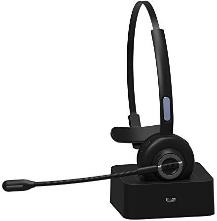 FONCBIEN Auriculares Inalámbricos con Micrófono, Bluetooth 5.0 Cascos con Microfono para PC Cancelación Ruido Auriculares Bluetooth con Micrófono para Teletrabajo, Centro de Llamadas