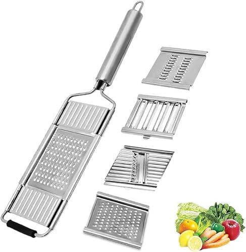 4 in 1 Multi-Purpose Vegetable Slicer Cuts Set, Handheld Shredder Cutter Grater Slicer with 4 adjustable Blades for Vegetables,Stainless Steel Cheese Grater & Vegetable Chopper for Fruits