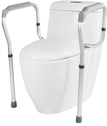 Hanured Aufstehhilfe Toilette, Toiletten Haltegriffe für Senioren, WC Haltegriff, Toilettenstützgestell höhenverstellbar, Aufstehhilfe Toilette für Senioren und behinderte Menschen