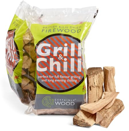 Certainly Wood Grill N Chill - Thin Hardwood Logs, 10kg, for Pizza Ovens and BBQs, British Kiln Dried Firewood (2 Bags)