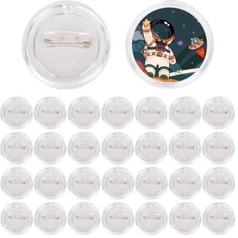 YZROHYI 30 Stück Buttons Selber Machen 58 MM,Buttons zum Selbstgestalten,Transparente DIY Ansteckbuttons mit Sicherheitsnadel,Abzeichen Anstecker Acryl Selbst Gestalten,Button Ohne Buttonmaschine