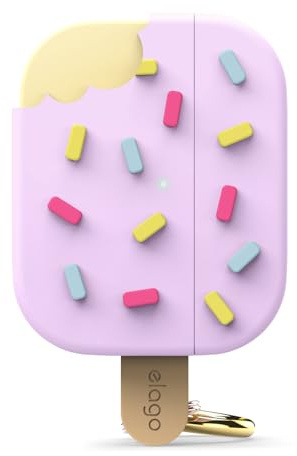 elago Ice-Cream-Hülle für AirPods Pro 3 | kabelloses Laden, Karabiner inklusive (Blaubeere)