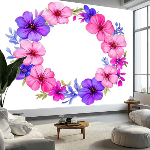 Piante Fiori Acquerello, Carta da Parati Murale, 300 x 210 cm XXL Poster Gigante Non Tessuto, per Soggiorno Camera da Letto Camera dei Bambini Tv Sfondo Decorazione Parete, Illustrazione Vettoriale
