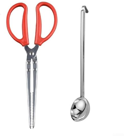 snowchecking Pince de cheminée avec pelle à granulés MesaXL - En fonte solide avec revêtement résistant à la chaleur