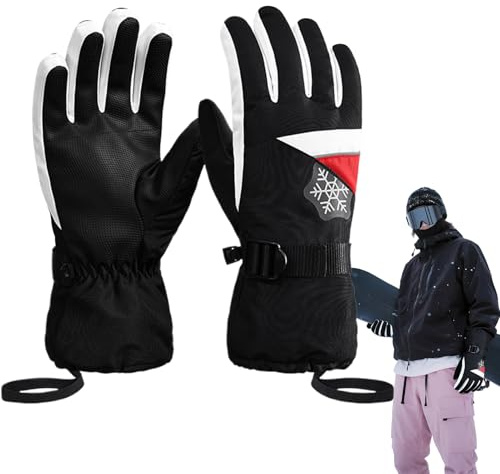 Guanti da neve, termici, per sport all'aria aperta, in tessuto impermeabile con fodera in pile, antivento, guanti da snowboard per donne, moto, equitazione, escursionismo, corsa, S, M, L, colore nero