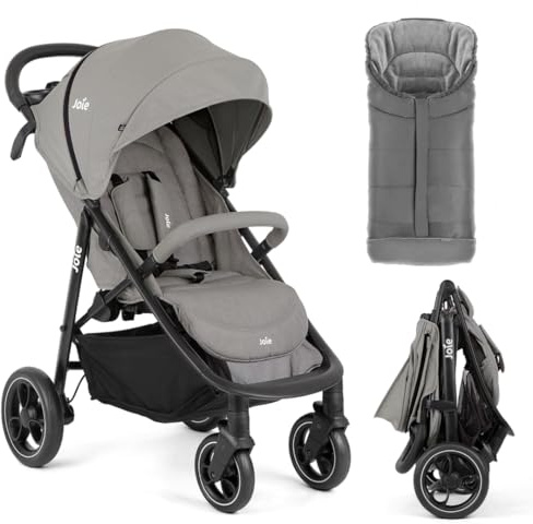Joie Passeggino Litetrax con sacco termico | Passeggino sportivo per città e fuoristrada, sospensioni flessibili, chiusura con una mano, protezione UV 50+, ruote antiforatura -