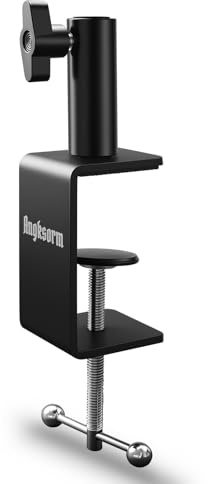 Table Microphone Clamp Heavy-Duty Desk Mic Metal C-Clamp Mount Base for Mic Suspension Boom Scissor Gooseneck Arm Stand Holder with Adjustable Screw - KBG-47 Desk Clamp