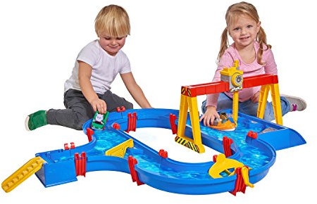 AquaPlay - ContainerPort - Wasserbahn mit beweglichem Kranarm, viele Spielfunktionen, Spieleset inklusive Containerboot, Amphie-Truck und Zwei Spielfiguren, für Kinder ab 3 Jahren