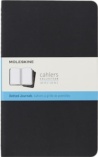 Moleskine Cahier Journal, Set 3 Quaderni con Pagine Puntinate, Copertina in Cartoncino e Cucitura a Vista, Colore Nero, 80 Pagine, Formato Large 13 x 21 cm