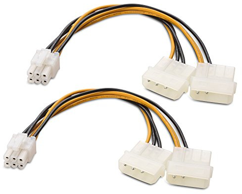 Cable Matters 2er-Pack 6-Pin PCIE zu Molex Stromkabel, 2 Molex, 15 cm