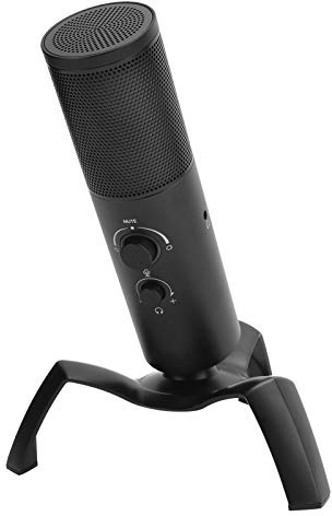 Annadue PC USB Kondensatormikrofon + Mikrofonschutzabdeckung für Laptop Karaoke Live Broadcast Aufzeichnung, Dual-Directional Mikrofon, Bequem zu Bedienen.(schwarz)
