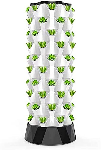 ZCBYBT Hydroponischer Turm Hydroponischer Pflanzensystem Gartenturm Indoor- und Outdoor-Hydroponic-Pflanzsatz 80 Plätze 10-stöckige Gemüse- und Obstpflanzung