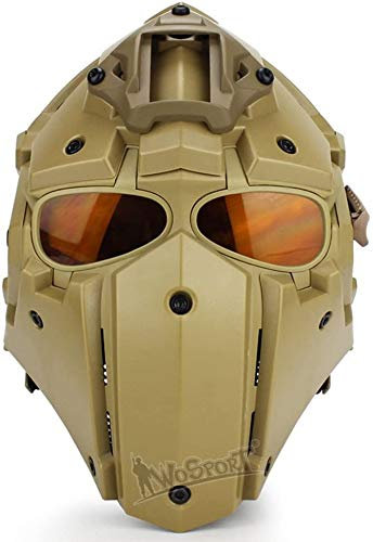 Taktischer Vollgesichts Schutz Helm， Mit Gesichtsschutzbrille Für Paintball,CS Game, Movie Prop (5 Paar Schutzbrillen)