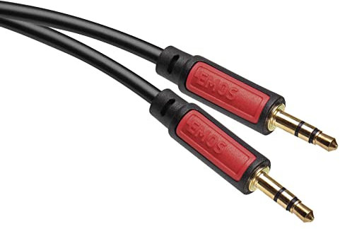 EMOS Klinkenkabel Stereo 3,5 mm Jack, Klinke auf Klinke (2x Stecker), 1,5 m AUX-Kabel/Audiokabel für iPhone, Smartphone, iPad, Tablet, MP3-Player, Stereoanlege, Kopfhörer, schwarz