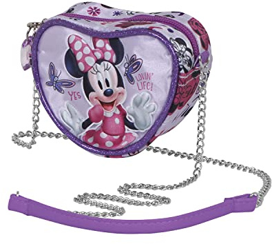 Minnie Mouse Butterflies-Mini Heart Shoulder Bag, Lilac, 11.5 x 10 cm