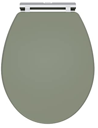 nuie CLA899 Classique Traditional Bathroom Soft Close Wooden Toilet Seat, 451mm, Satin Green